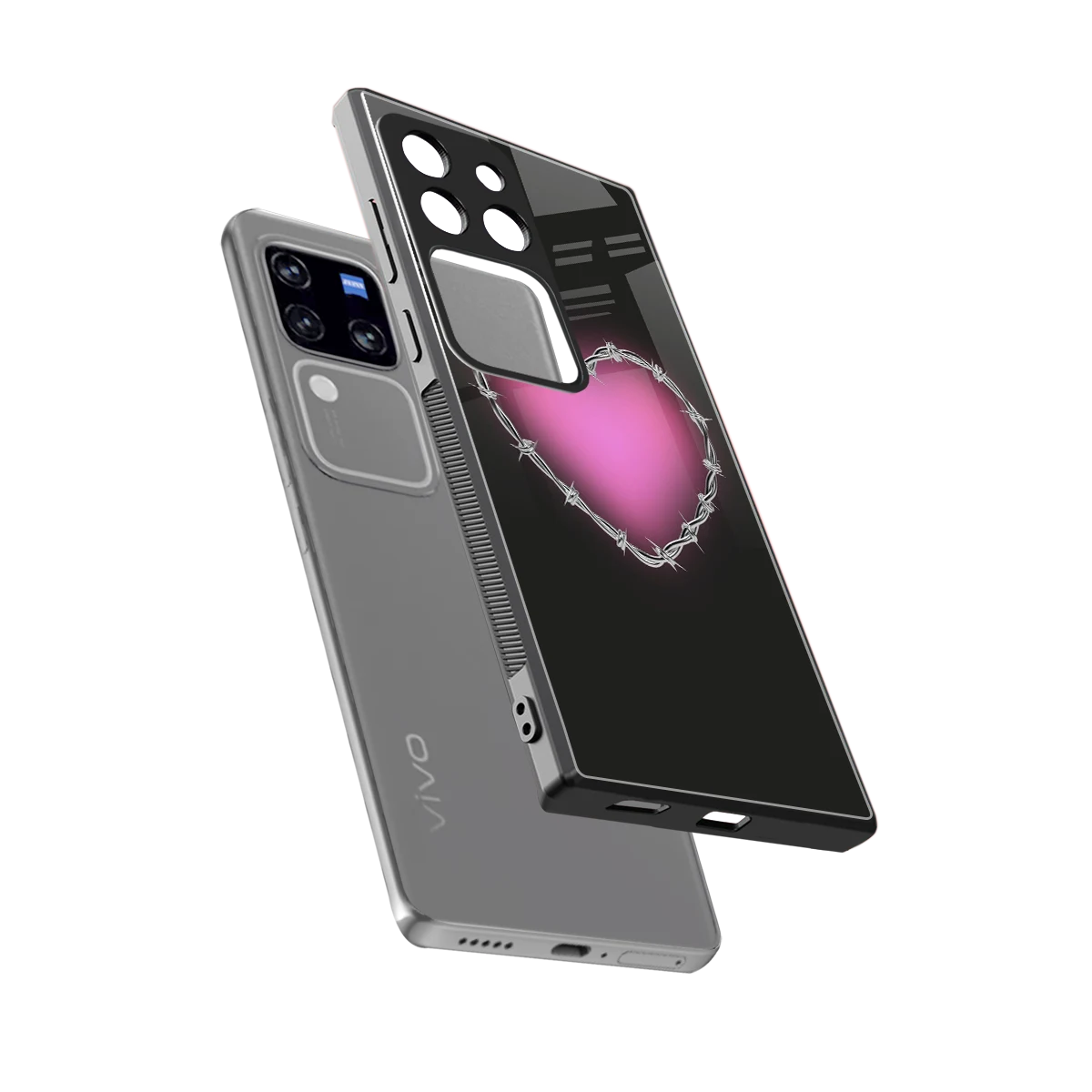 Chained Heart sleekvivo v30 pro cover with tempered glass back and TPU edges