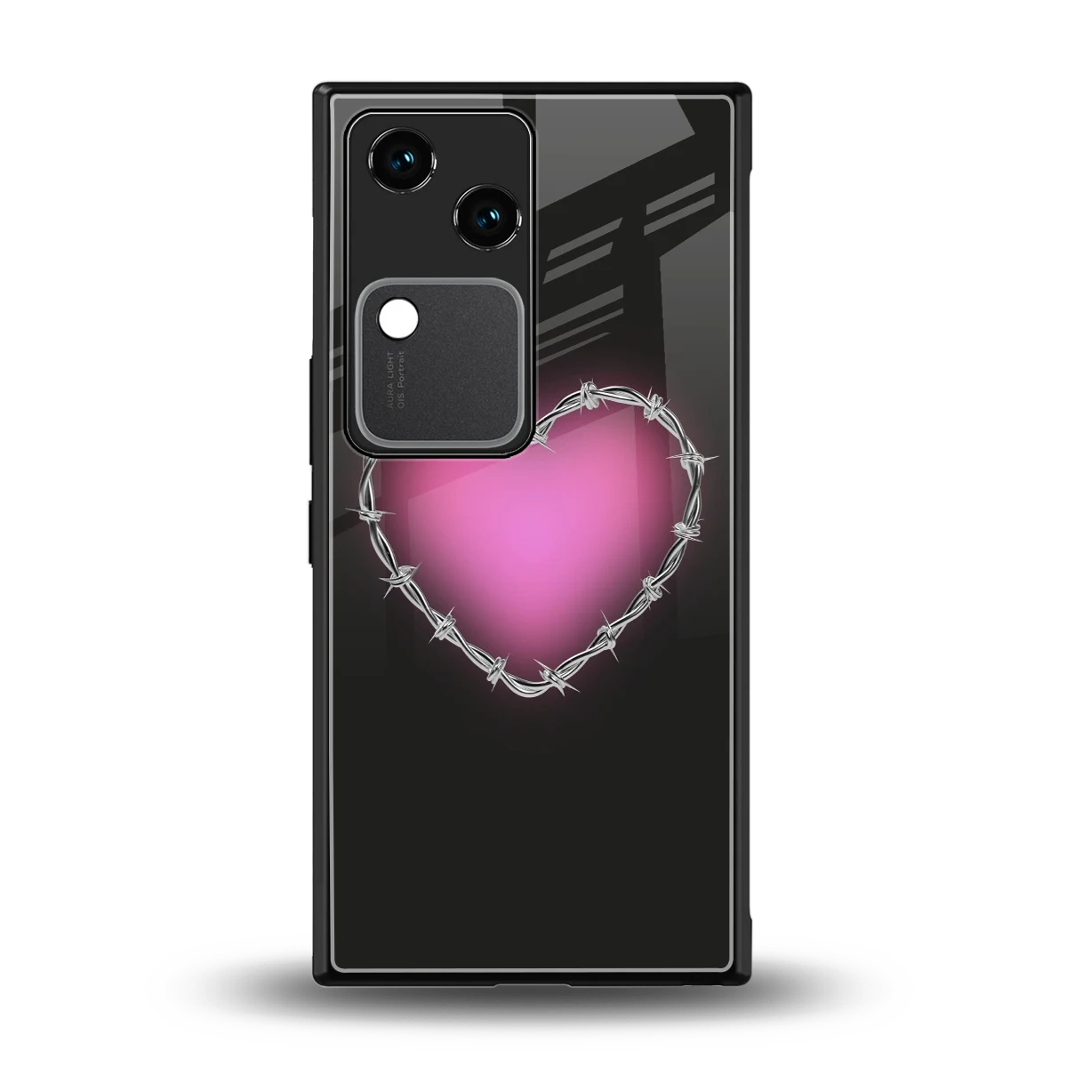 Chained Heart back phone cover | glass case for vivo v30
