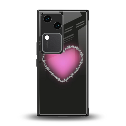 Chained Heart back phone cover | glass case for vivo v30