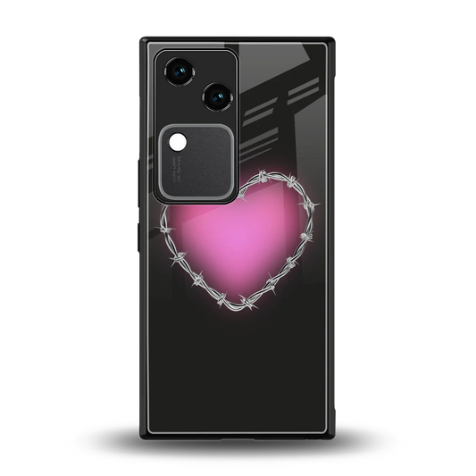 Chained Heart back phone cover | glass case for vivo v30