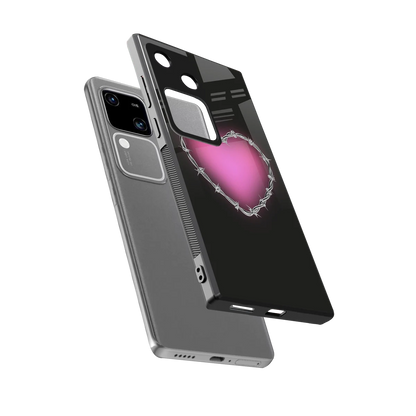 Chained Heart sleek vivo v30 cover with tempered glass back and TPU edges