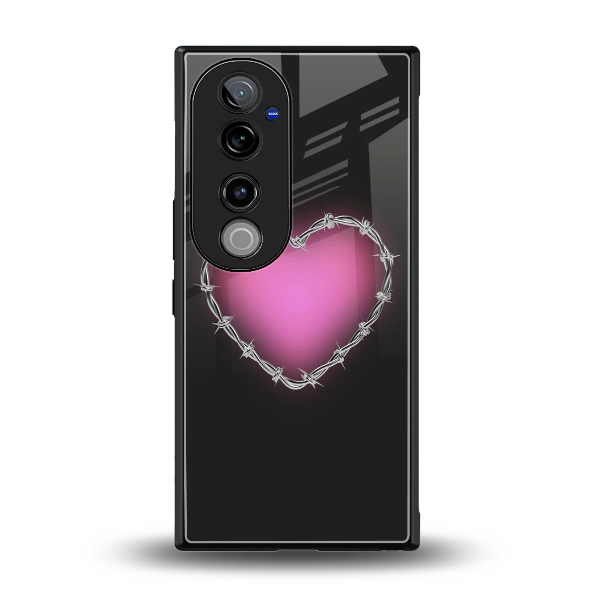 Chained Heart back phone cover | glass case for vivo v40 pro
