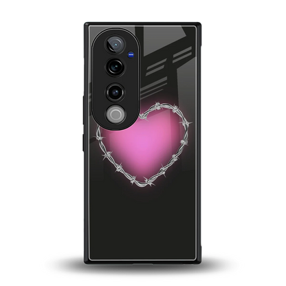 Chained Heart back phone cover | glass case for vivo v40 pro