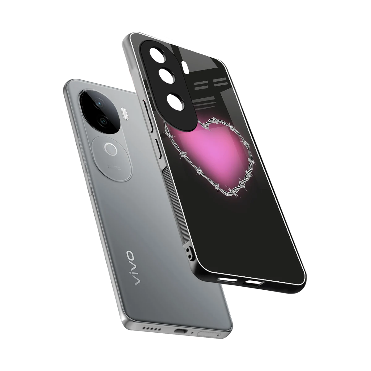 Chained Heart sleek vivo v40e cover with tempered glass back and TPU edges