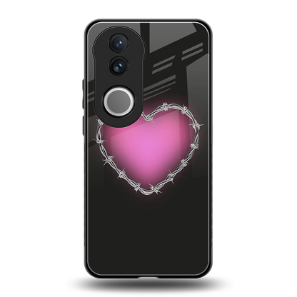 Chained Heart back phone cover | glass case for vivo v50