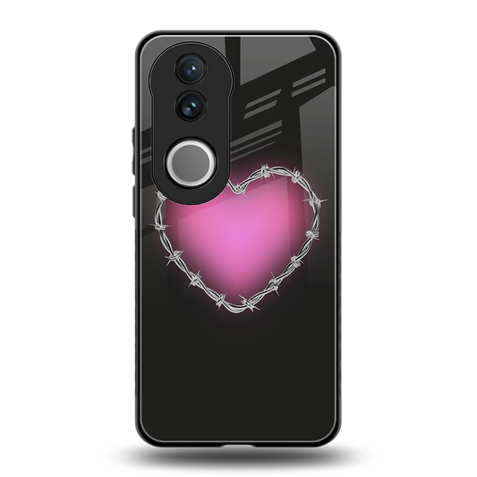 Chained Heart back phone cover | glass case for vivo v50