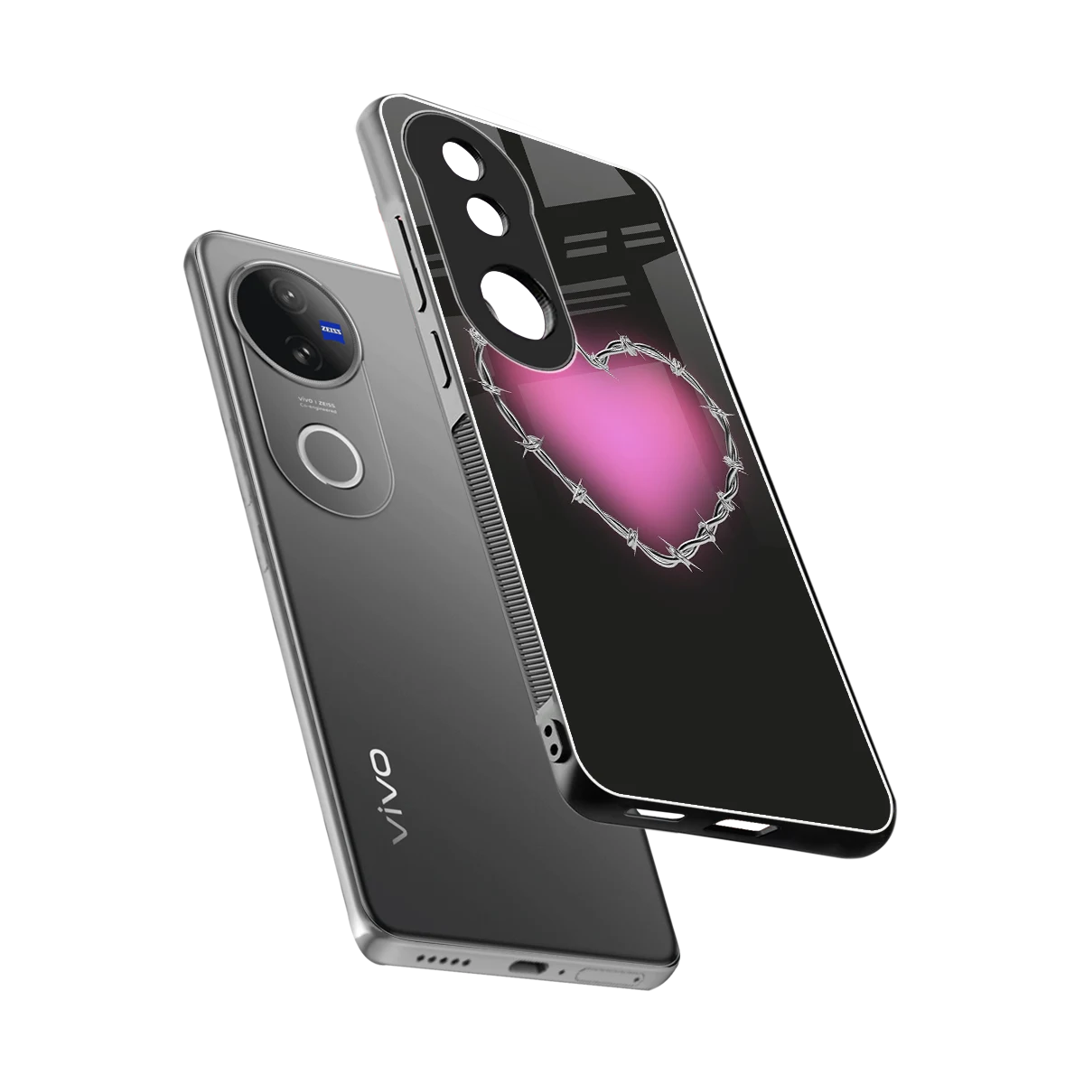 Chained Heart sleek vivo v50 cover with tempered glass back and TPU edges