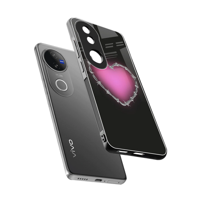 Chained Heart sleek vivo v50 cover with tempered glass back and TPU edges
