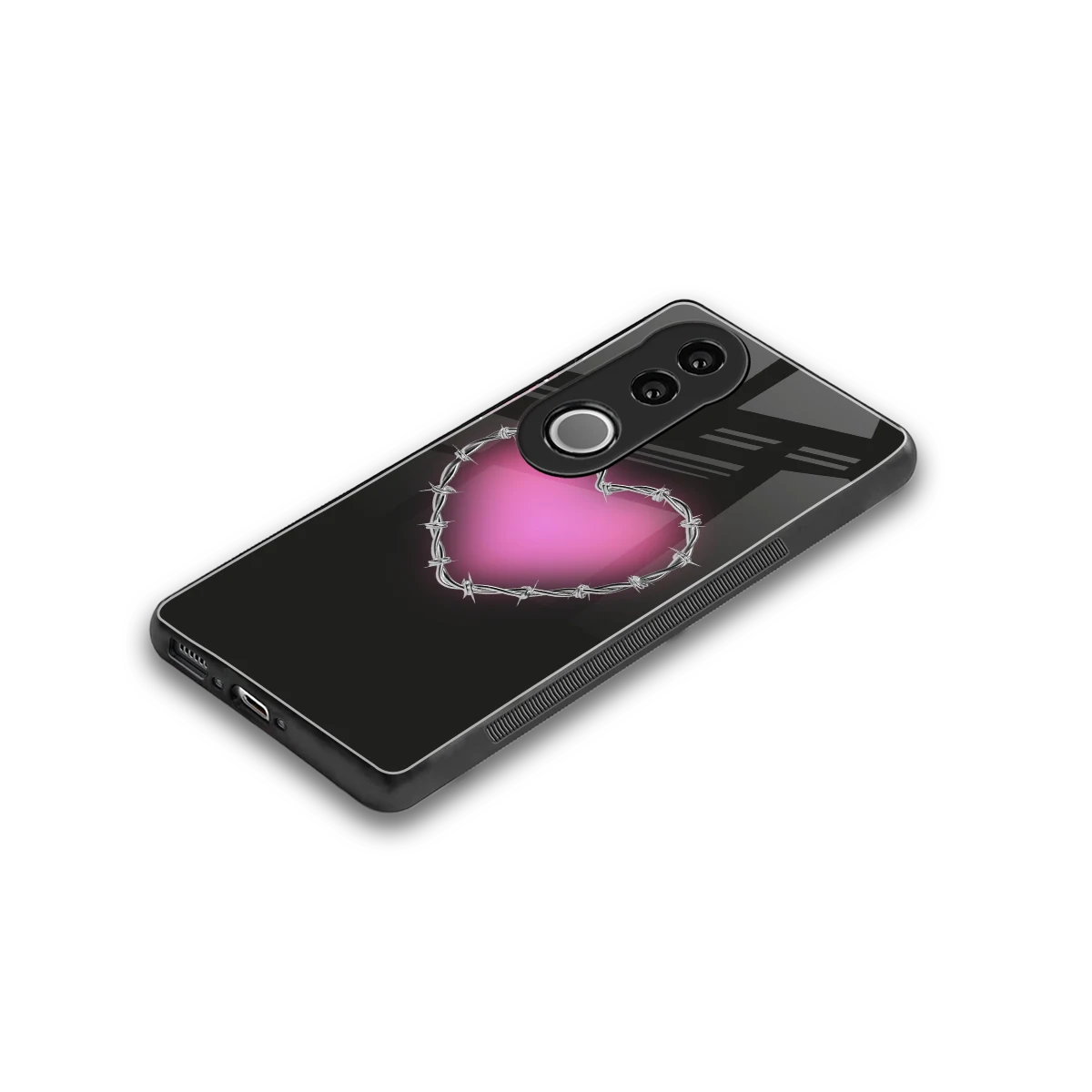 Chained Heart stylish phone case for vivo v50 | glossy glass and slim fit