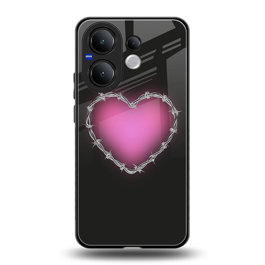 Chained Heart back phone cover | glass case for vivo v60