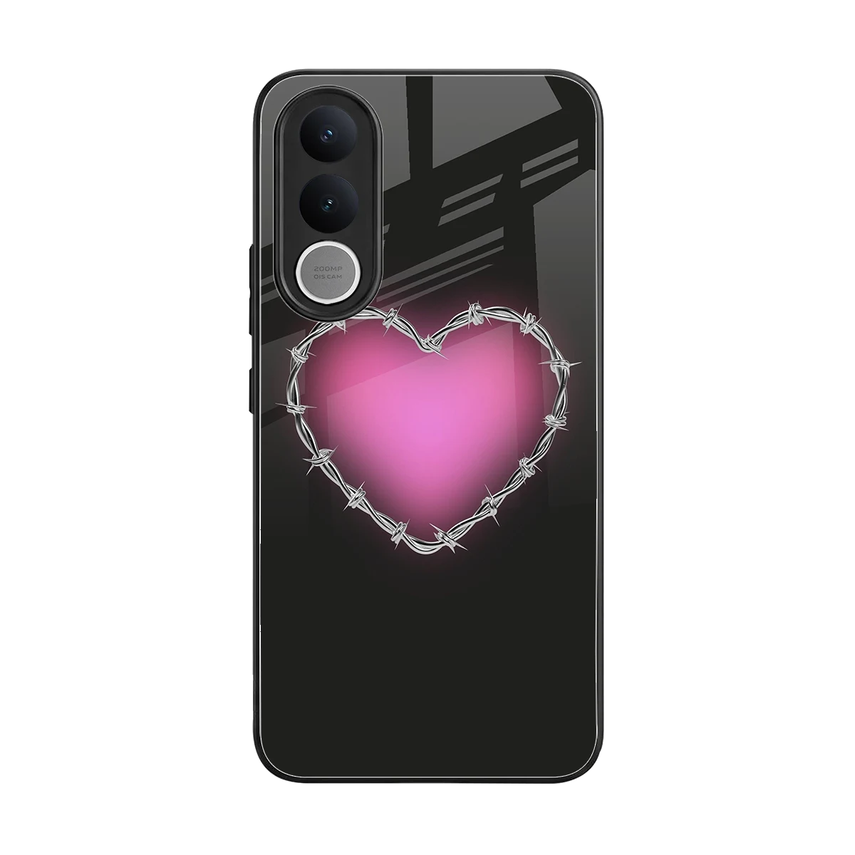 Chained Heart back phone cover | glass case for vivo v70 fe