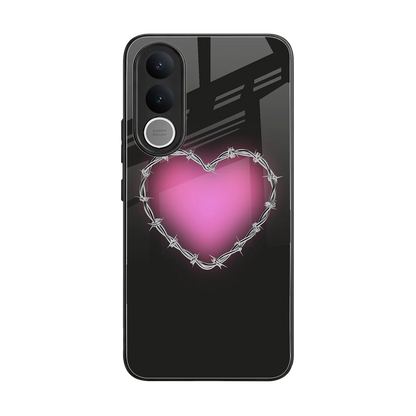 Chained Heart back phone cover | glass case for vivo v70 fe