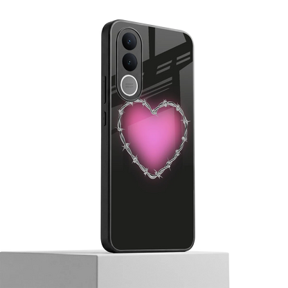 Chained Heart vivo v70 fe mobile cover | shockproof glass phone case
