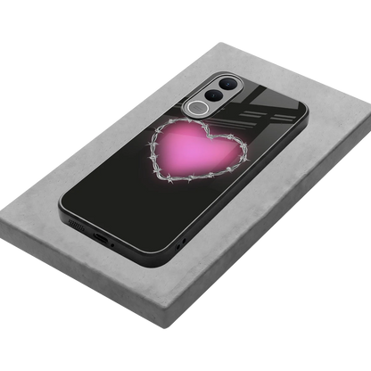 Chained Heart stylish phone case for vivo v70 fe | glossy glass and slim fit