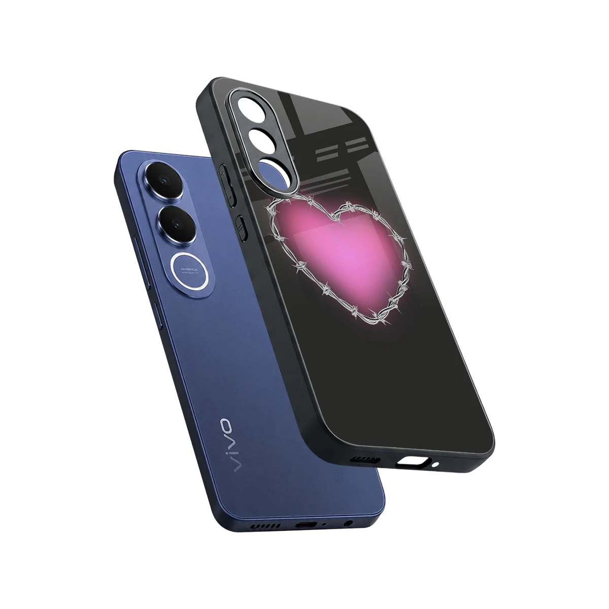 Chained Heart sleek vivo v70 fe cover with tempered glass back and TPU edges
