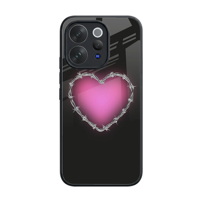 Chained Heart back phone cover | glass case for vivo v70 elite