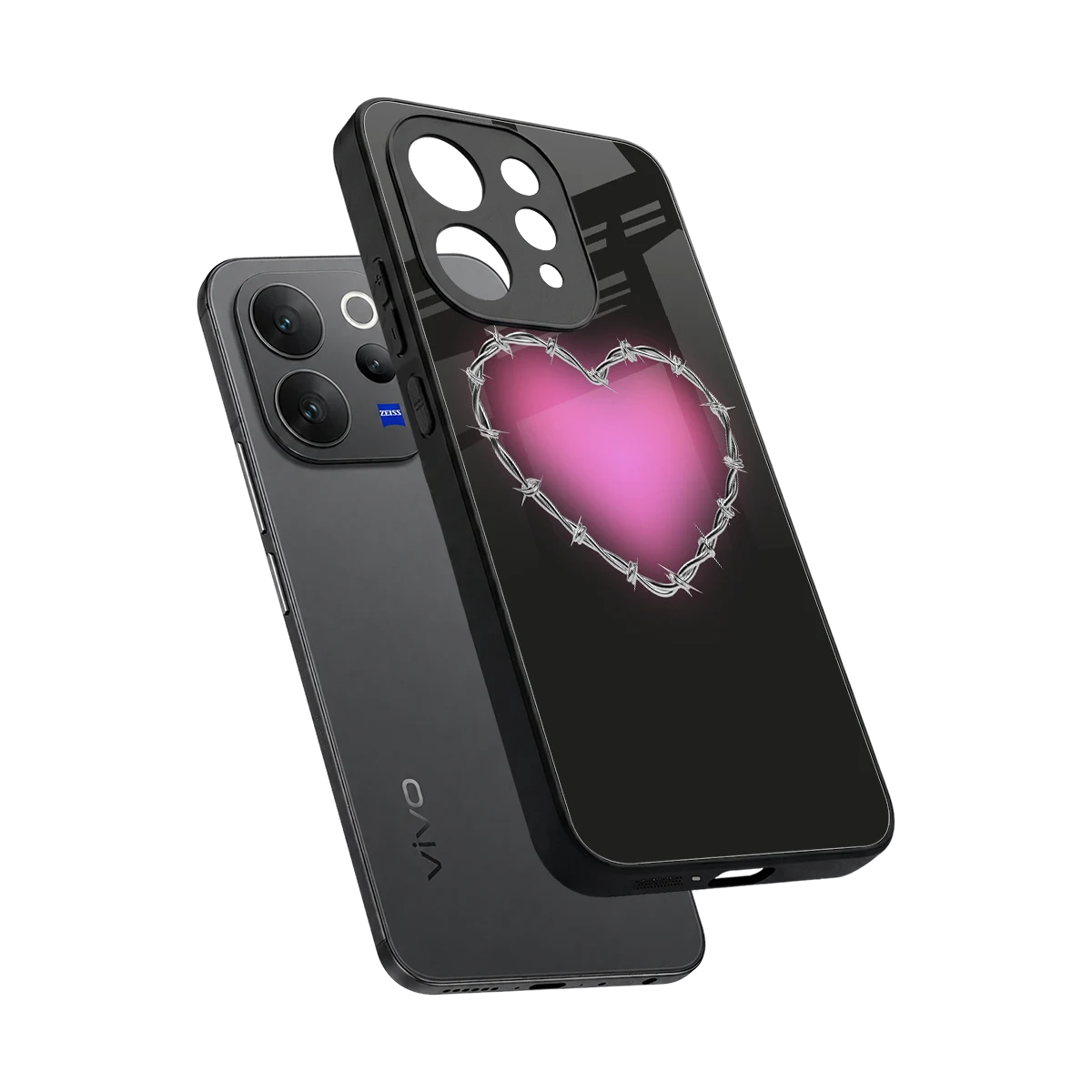 Chained Heart sleek vivo v70 cover with tempered glass back and TPU edges