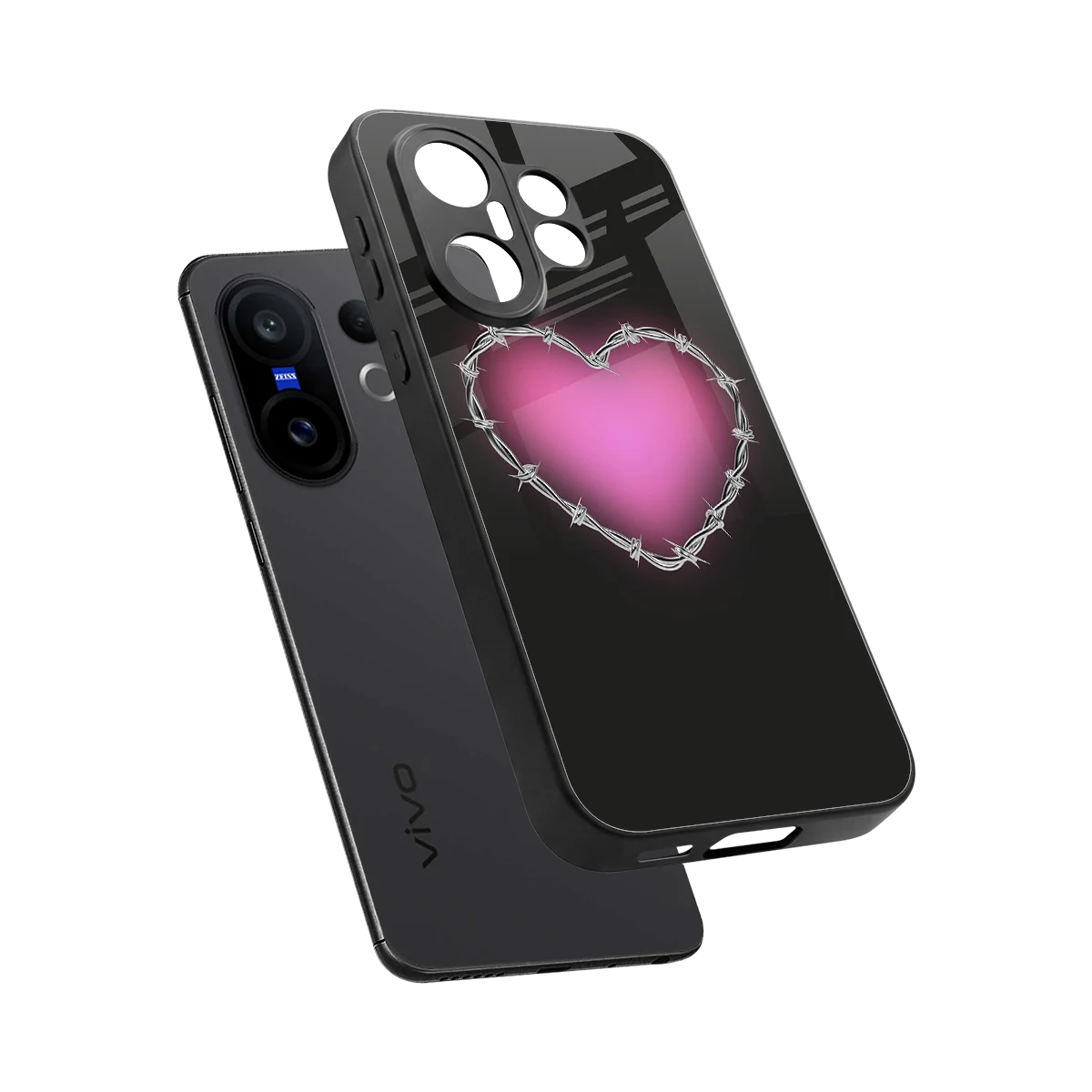 Chained Heart sleek vivo x200 fe cover with tempered glass back and TPU edges