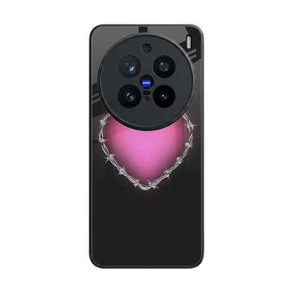 Chained Heart back phone cover | glass case for vivo x200 pro