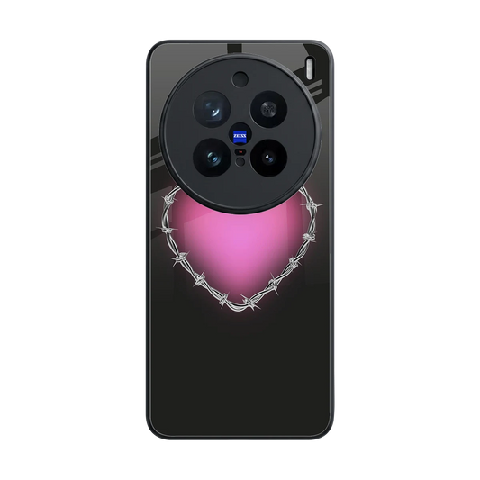Chained Heart back phone cover | glass case for vivo x200 pro