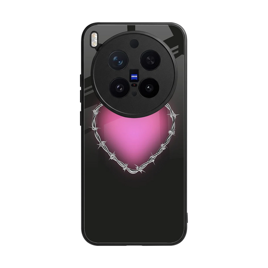 Chained Heart back phone cover | glass case for vivo x300 pro
