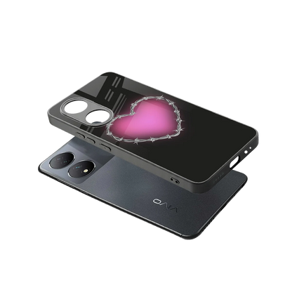 Chained Heart sleek Vivo-y100 cover with tempered glass back and TPU edges