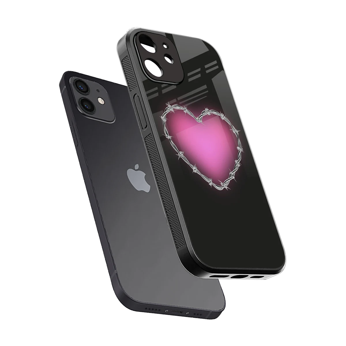 Chained Heart sleek iphone 12 cover with tempered glass back and TPU edges
