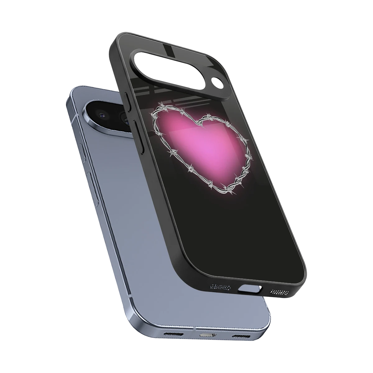 Chained Heart sleek google pixel 10 cover with tempered glass back and TPU edges