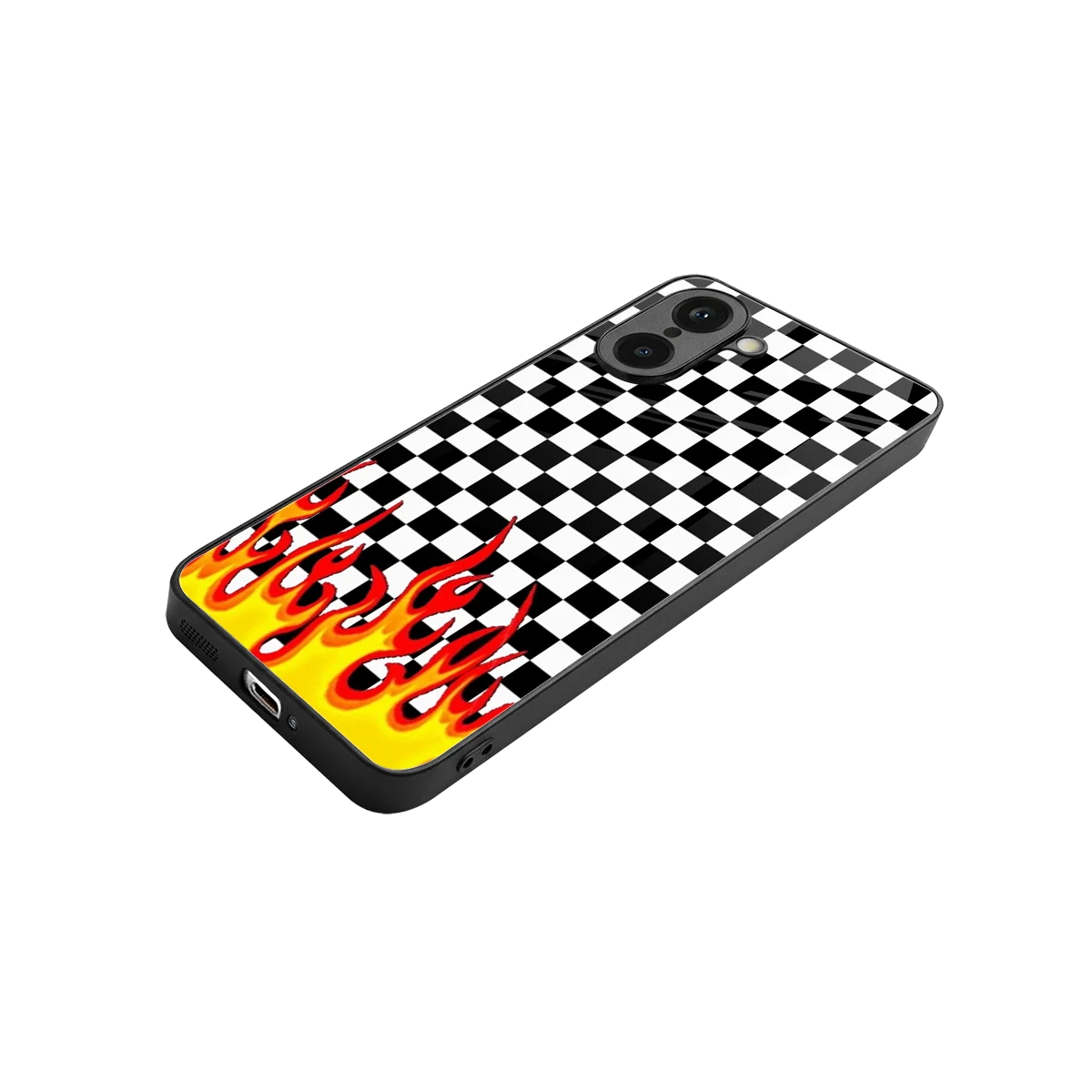 Check Fire stylish phone case for oneplus nord ce5 5g | glossy glass and slim fit