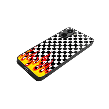 Check Fire stylish phone case for oneplus nord ce5 5g | glossy glass and slim fit