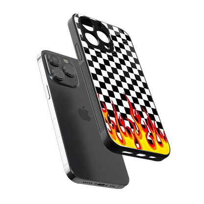Check Fire sleek iphone 13 pro cover with tempered glass back and TPU edges