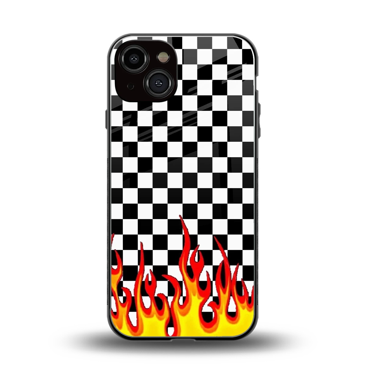 Check Fire back phone cover | glass case for iphone 13