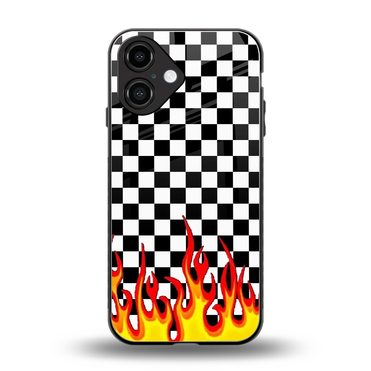 Check Fire back phone cover | glass case for iphone 16