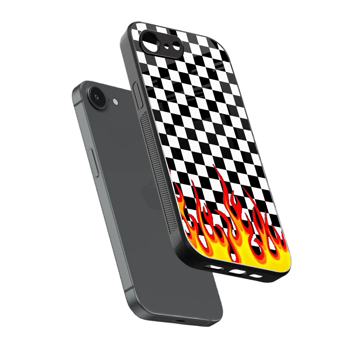 Check Fire sleek iphone 16e cover with tempered glass back and TPU edges