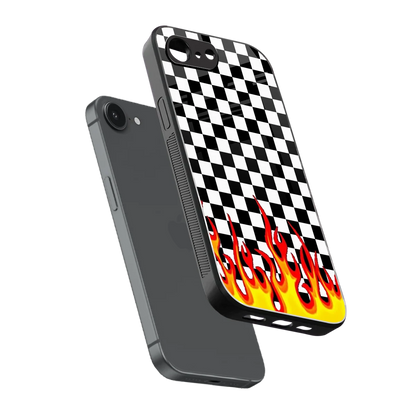 Check Fire sleek iphone 16e cover with tempered glass back and TPU edges