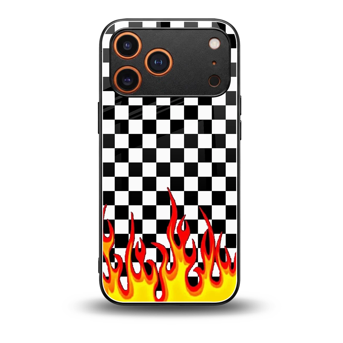 Check Fire back phone cover | glass case for iphone 17 pro max