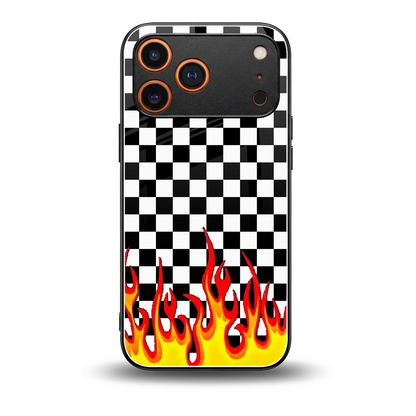 Check Fire back phone cover | glass case for iphone 17 pro max