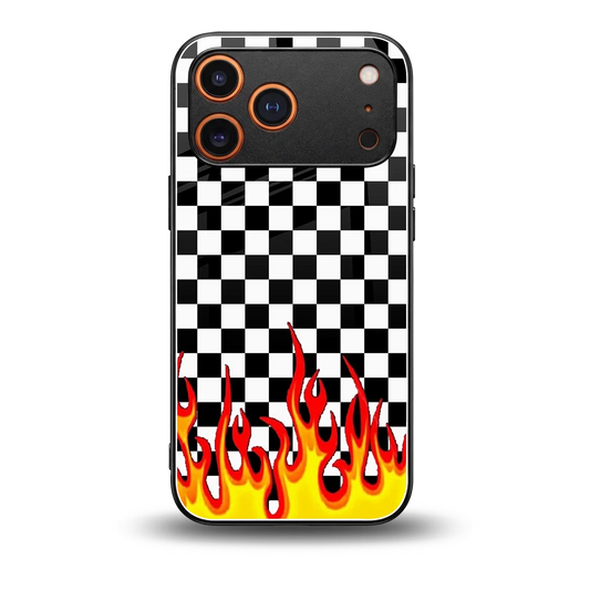 Check Fire back phone cover | glass case for iphone 17 pro max