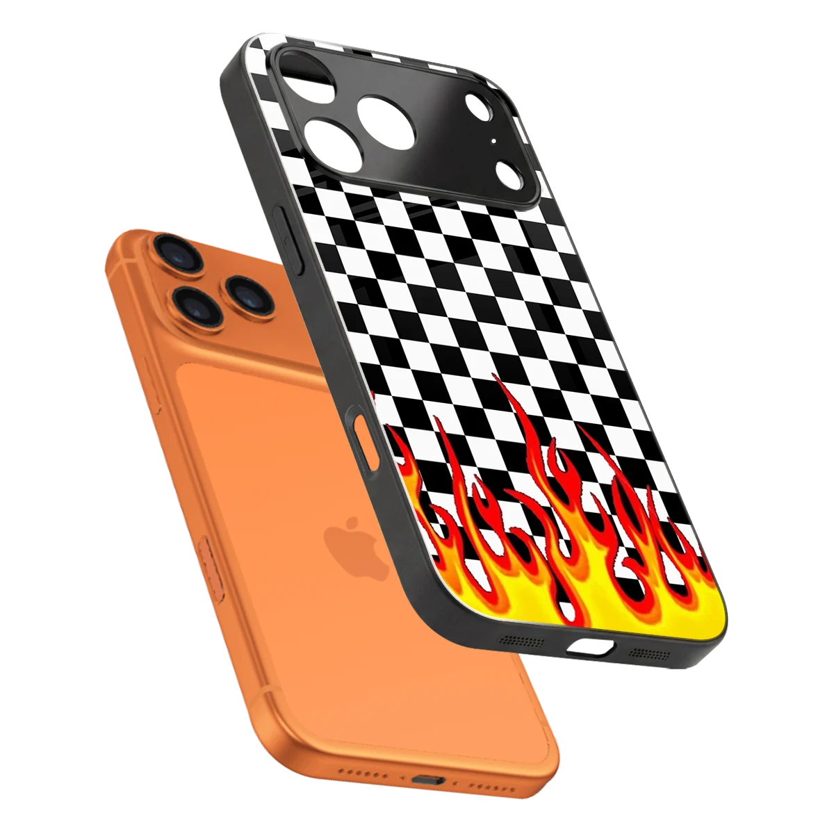 Check Fire sleek iphone 17 pro max cover with tempered glass back and TPU edges
