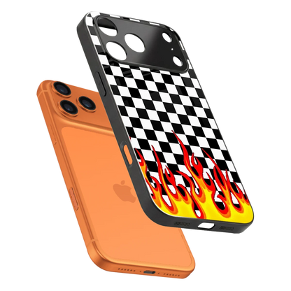 Check Fire sleek iphone 17 pro max cover with tempered glass back and TPU edges