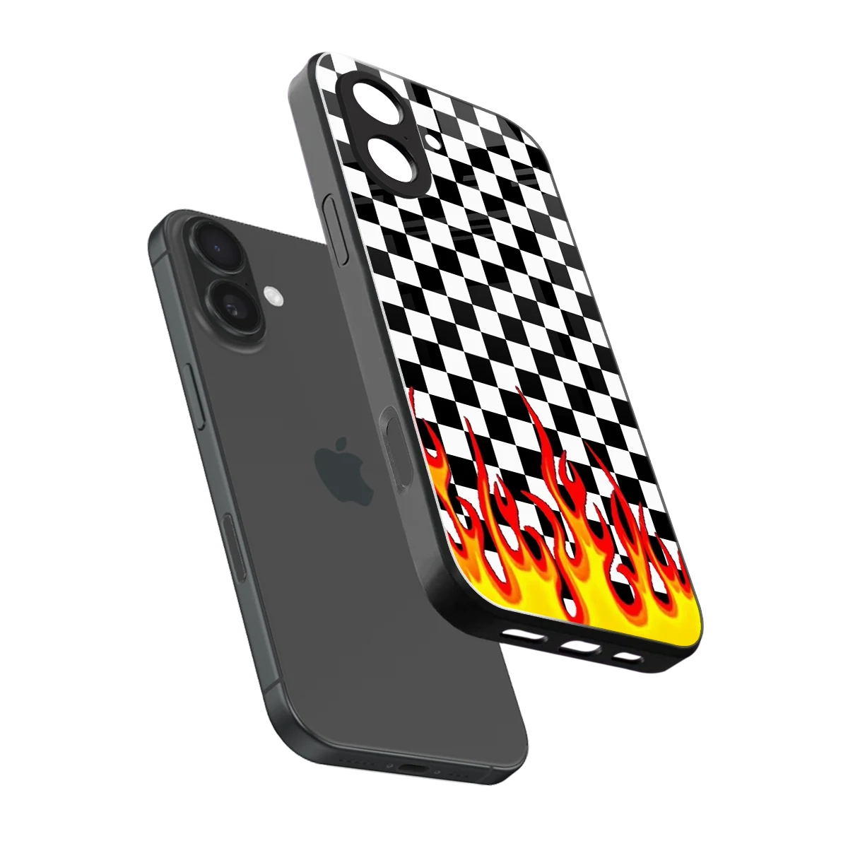Check Fire sleek iphone 17 cover with tempered glass back and TPU edges