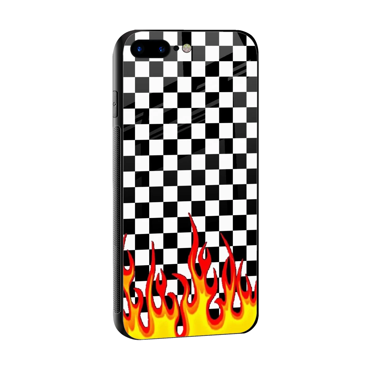 Check Fire sleek iphone 8 plus cover with tempered glass back and TPU edges