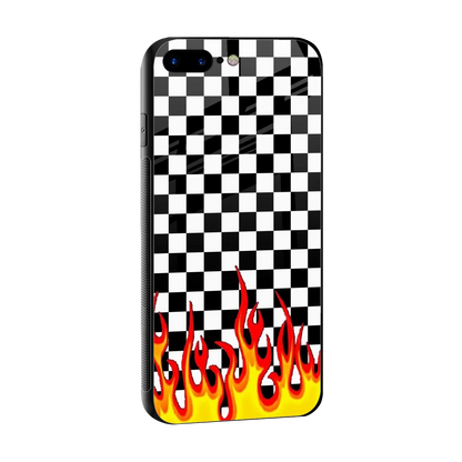 Check Fire sleek iphone 8 plus cover with tempered glass back and TPU edges