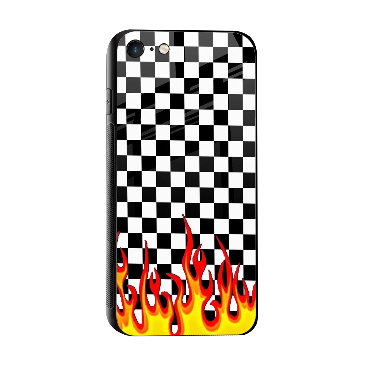 Check Fire sleek iphone 7 cover with tempered glass back and TPU edges