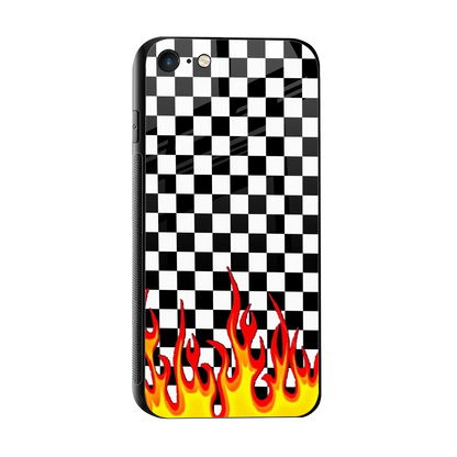 Check Fire sleek iphone 7 cover with tempered glass back and TPU edges