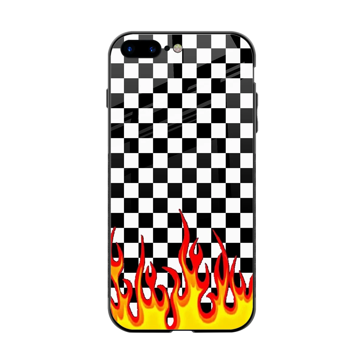 Check Fire back phone cover | glass case for iphone 8 plus