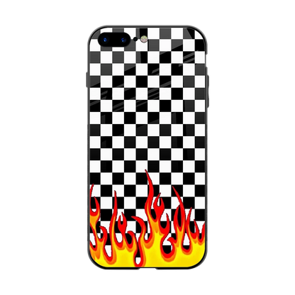 Check Fire back phone cover | glass case for iphone 8 plus