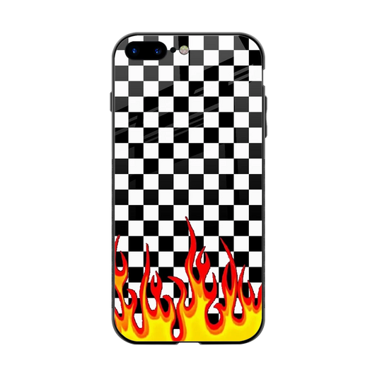 Check Fire back phone cover | glass case for iphone 8 plus