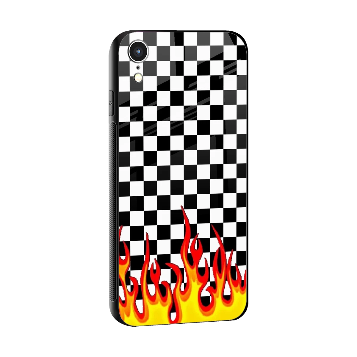 Check Fire sleek iphone xr cover with tempered glass back and TPU edges