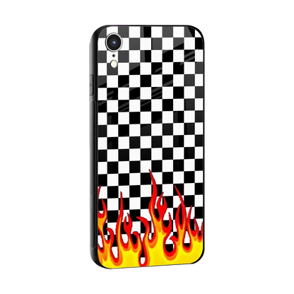 Check Fire sleek iphone xr cover with tempered glass back and TPU edges